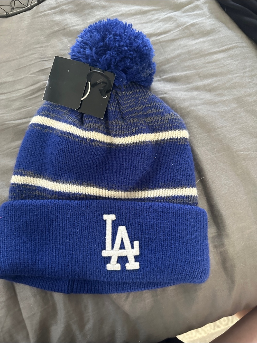 47 Dodgers LA Pom Pom Beanie in Royal Blue and White New